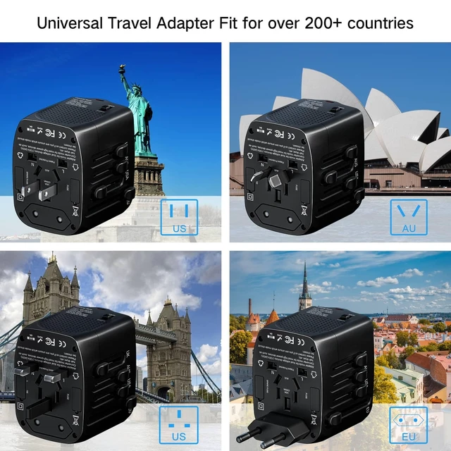 Alt view image 4 of 7 - International Travel Adapter Voltage Converter to Step Down 230V to 120V for Hair straighteners, laptops, Cell Phones, Power converters from USA to UK, Europe, Australia Over 200