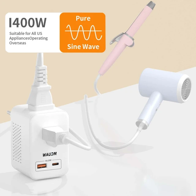Alt view image 2 of 7 - 220 V to 110 V Voltage Converter, 20 W PD, Reduces 220 V to 120 V, U.S. to Europe Travel Converter for Over 80 Countries, Including Most European Countries, France, Germany, Italy and Australia