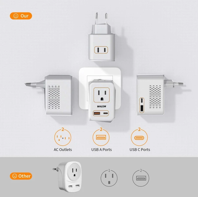 Alt view image 5 of 7 - 220 V to 110 V Voltage Converter, 20 W PD, Reduces 220 V to 120 V, U.S. to Europe Travel Converter for Over 80 Countries, Including Most European Countries, France, Germany, Italy and Australia