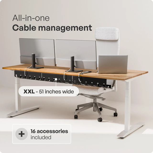 Alt view image 2 of 7 - Cable Management Under Desk, Set of 3 - Black Easy under-table mounting keeps cables organized, includes 10 cable ties for a clean and tidy office or home workspace