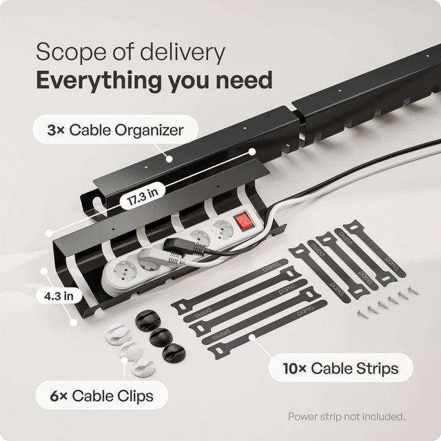 Alt view image 3 of 7 - Cable Management Under Desk, Set of 3 - Black Easy under-table mounting keeps cables organized, includes 10 cable ties for a clean and tidy office or home workspace