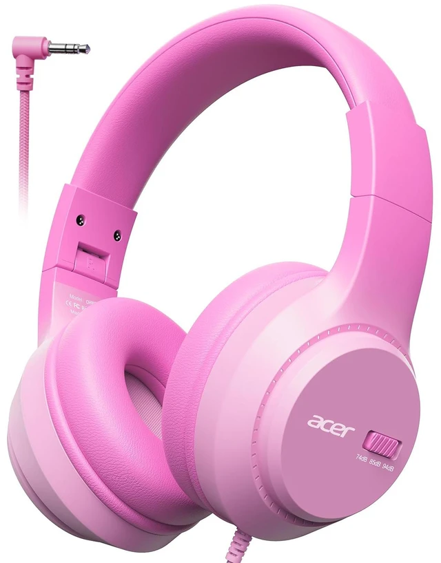 Main image of Kids Headphones, 748594dB Limiter, 3.5mm Jack, Pink OHW343 Foldable Wired, for Toddler School/iPad/Chromebook/Tablet