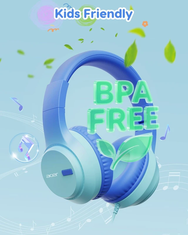 Alt view image 3 of 6 - Kids Headphones, 748594dB Limiter, 3.5mm Jack, Blue OHW343 Foldable Wired, for Toddler School/iPad/Chromebook/Tablet