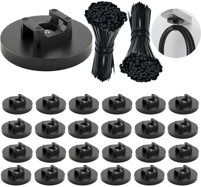 Main image of 225-Pc Magnetic Cable Ties Set,Magnetic Zip Tie Mounts & Cable Ties Magnetic Wire Holder, 25 Magnetic Cable Holders & 200 Zip Ties, Magnet Cable Tie Mounts for Cables, Wires, Cords, Hoses-43 mm