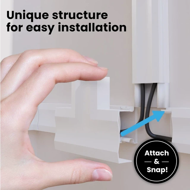 Alt view image 7 of 7 - Cord Hider - 300 Cord Cover Wall Cable Hider, Cable Concealer, Wire Hiders for TV on Wall. Cable Management, Cord Hider Cable Raceway Wire Covers for Cords (Beige, Medium)