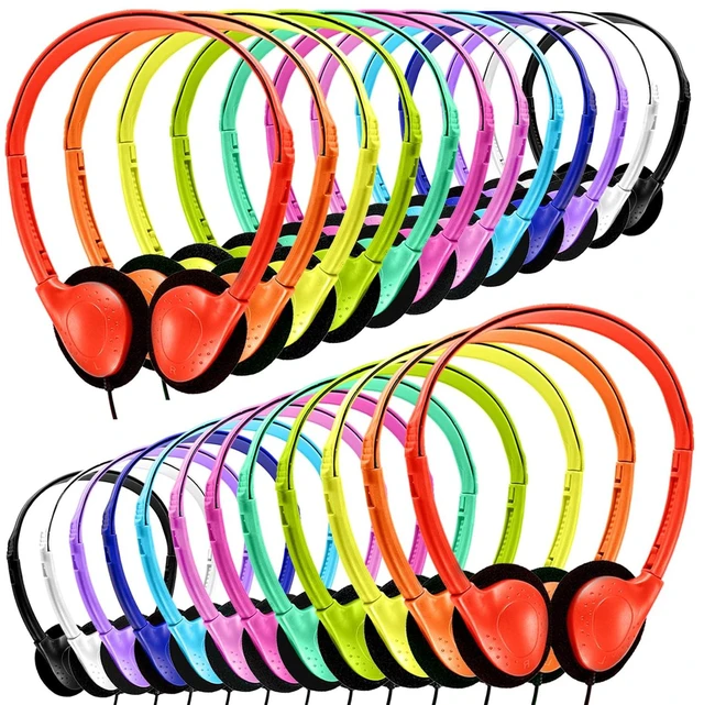 Main image of Classroom Headphones Bulk 50 Pack Class Set for School Students Kids and Adult -Sturdy Wired 3.5mm Plug (Mixed, 50 Pack)