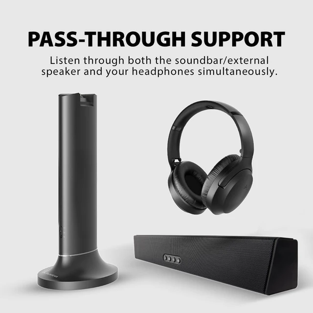 Alt view image 5 of 7 - Opera - Wireless TV Headphones with Clear Dialogue Comfortable TV headphones with enhanced volume, optical and AUX compatibility, and passthrough for shared listening