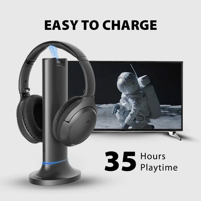 Alt view image 6 of 7 - Opera - Wireless TV Headphones with Clear Dialogue Comfortable TV headphones with enhanced volume, optical and AUX compatibility, and passthrough for shared listening