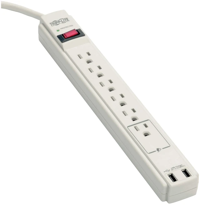 Main image of Eaton TLP606USBB 6 Outlet White Surge Protector with USB & USB-C Power Strip, 1200 Joules, 6ft Extension Cord Power Cable, & $20,000 Insurance