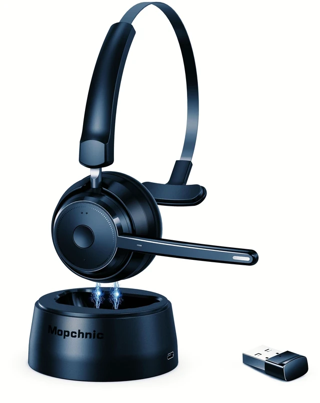 Main image of Bluetooth Headset, Wireless Headphone with Microphone for Computer, On Ear Bluetooth Headset with USB Dongle for Office Call Center Skype Zoom Meeting Online Class (Gray)