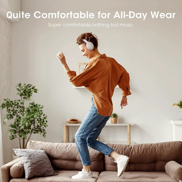 Alt view image 7 of 7 - Bluetooth Headphones Over Ear, Headphones Wireless with 90H Playtime 3 EQ Mode, Bluetooth5.3 Wireless Headphones with Hifi Stereo Sound, ENC Mic, Foldable for Travel Work Study Phone, Light Grey