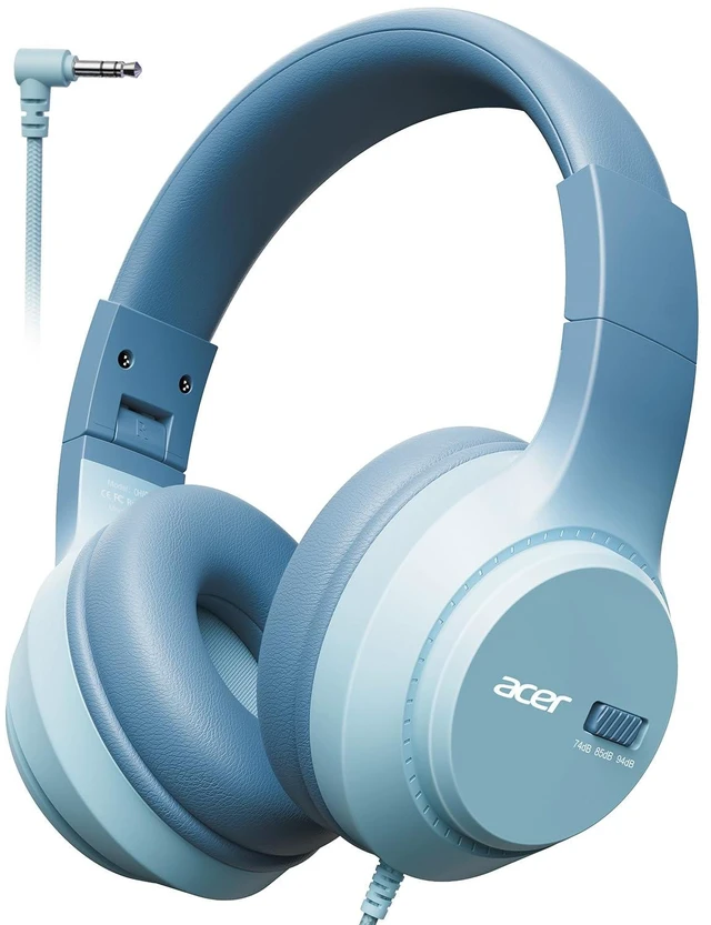 Main image of Kids Headphones, 74/85/94dB Volume Limiter, Foldable Wired Over Ear Headphones for Travel, 3.5mm Jack, Toddler Headphones for School, iPad, Chromebook, Tablet, Green