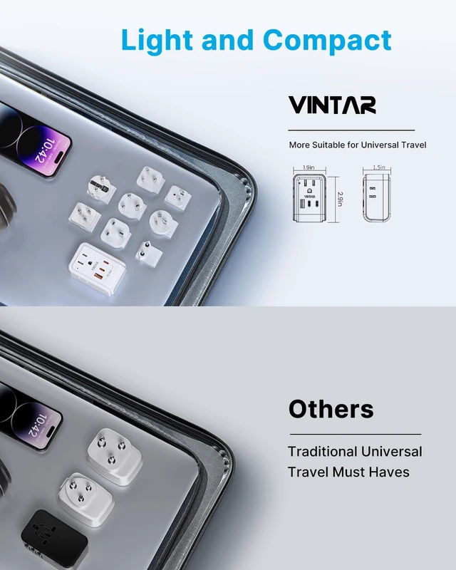 Alt view image 6 of 6 - 35W Universal Travel Adapter, Type A,B,C,D,E/F,G,I,M Detachable Plug 7 in 1 International Power Adapter with 3 USB, 35 W Fast Charge, Travel Adaptor Worldwide for US EU UK India Africa France