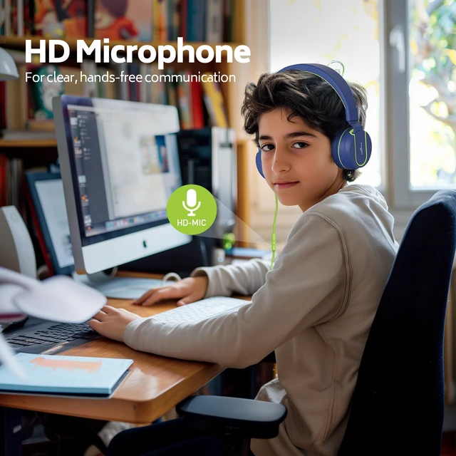 Alt view image 7 of 7 - Kids Headphones Bulk 10-Pack for School Classroom with Mic, 93dB Volume Limited K-12 On-Ear Durable Headset for Everyday Students Children, 3.5mm Jack for Chromebooks Tablets Laptop Computer