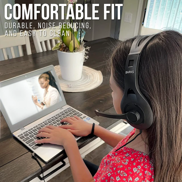 Alt view image 5 of 6 - Classroom Headphones with Microphone Bulk 10 Pack (Black, 3.5mm) Durable Everyday Student Use, Headsets with Mic, Adjustable Fit All-Day Comfort, Clear Voice, Easy Clean, K-12 School Testing