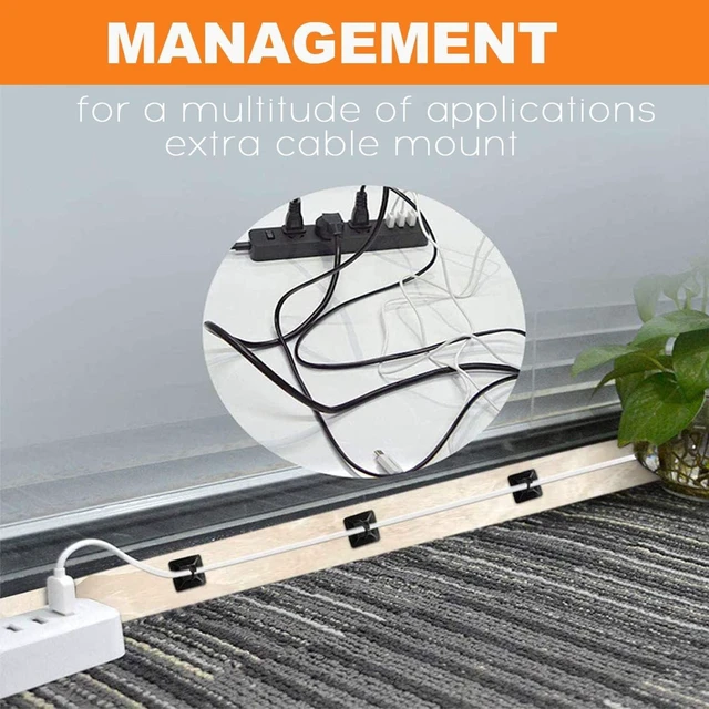 Alt view image 5 of 7 - 100 Pack 1.1 inch Zip Tie Adhesive Mounts Self Adhesive Cable Tie Base Holders with Multi-Purpose Tie wire clips with screw hole,Anchor stick on wire holder with 8 inch zip tiesWhite
