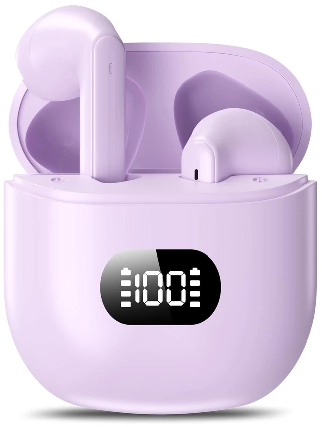 Main image of Wireless Earbuds Bluetooth 5.3 Ear Buds Headphones, 40Hrs Playback Stereo Sound, LED Display, IPX7 Waterproof, Compact In-ear Earphones with Mic for Phone Tablet Laptop Sport, Mauve