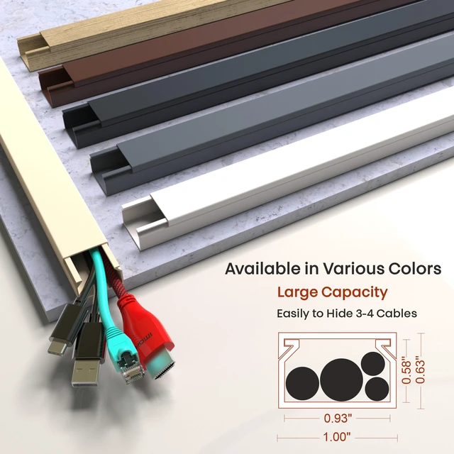 Alt view image 3 of 7 - Beige Cord Cover Wire Hiders - 157in Cord Hider Wall Mounted TV, Cable Cover Wall Wire Hider for Cords, Hide Wires Along Wall, Cord Concealer Cable Channel, Cable Raceway, Wire Molding for Wall