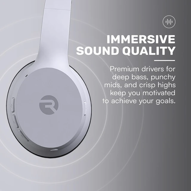 Alt view image 4 of 7 - Fitness Bluetooth Headphones - Over The Ear Running Headphones, Active Noise Cancelling Wireless Headphones + Awareness Mode, Bluetooth Headset with Mic, 45 Hours of Battery Life (White)