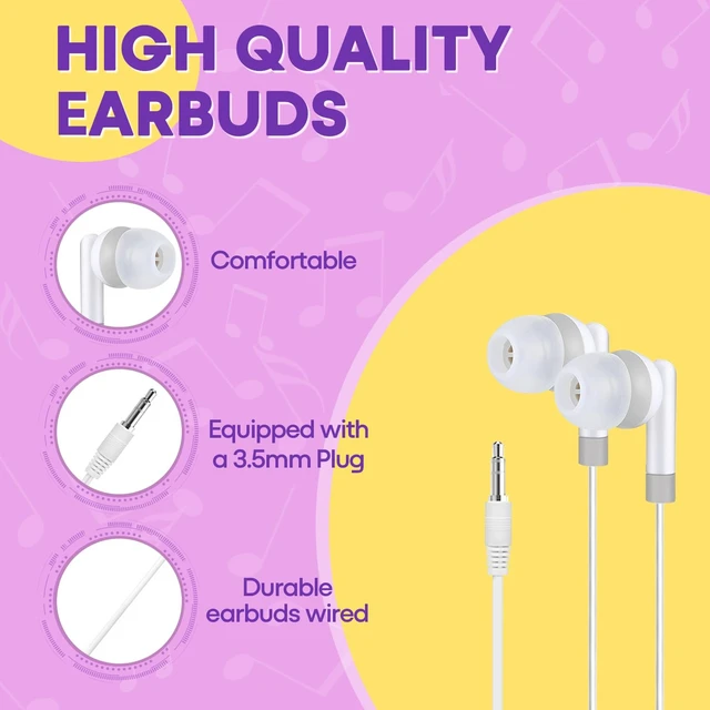 Alt view image 3 of 7 - 200 Packs Classroom Earbuds Bulk Headphones for Kids School Students Children, Wholesale Class Set Durable Earphones, Individually Bagged (200 Mixed)