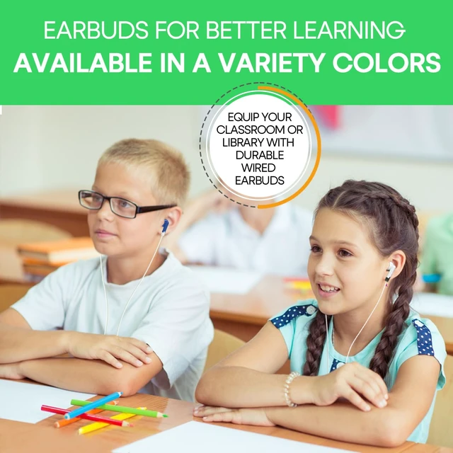 Alt view image 6 of 7 - 200 Packs Classroom Earbuds Bulk Headphones for Kids School Students Children, Wholesale Class Set Durable Earphones, Individually Bagged (200 Mixed)