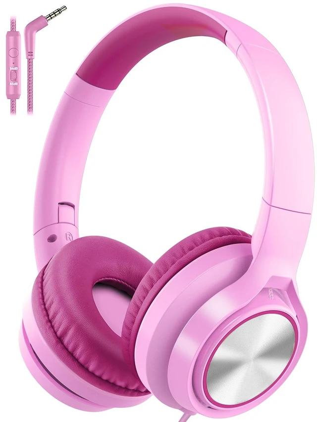 Main image of Kids Headphones with Microphone, Wired Over Ear Headsets with Limited Volume 85dB/ 94dB for Boys Girls Teens Children Online School/Travel/iPad/Tablet/Cellphone