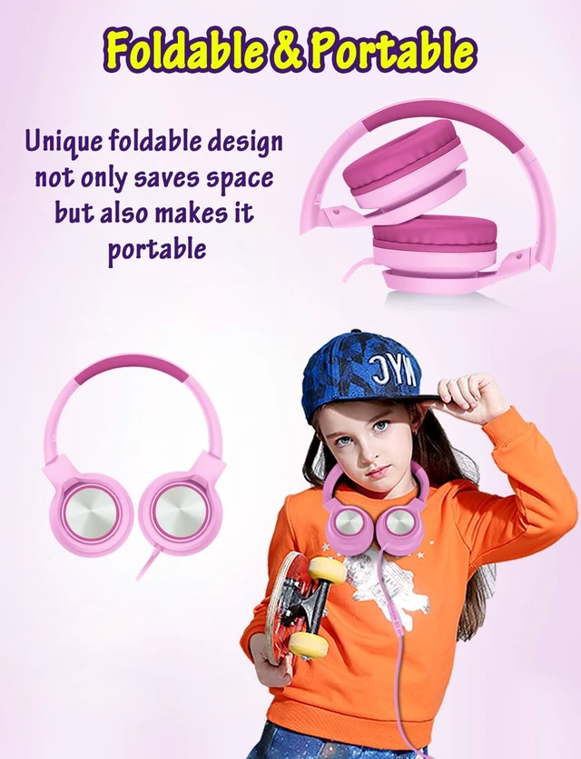 Alt view image 6 of 6 - Kids Headphones with Microphone, Wired Over Ear Headsets with Limited Volume 85dB/ 94dB for Boys Girls Teens Children Online School/Travel/iPad/Tablet/Cellphone