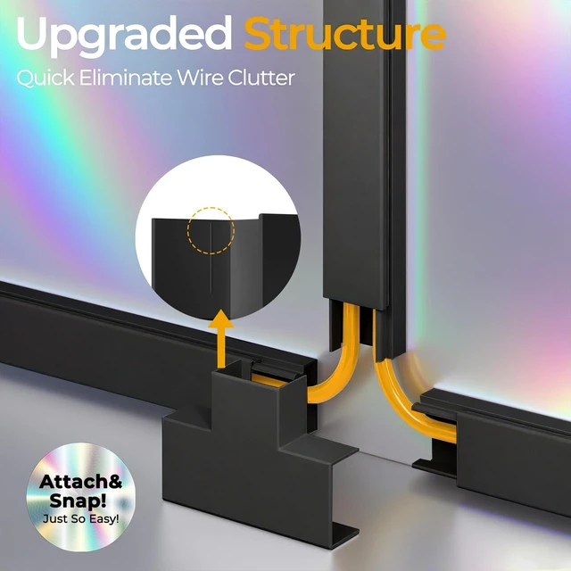 Alt view image 5 of 7 - 113.4in Cord Hider Kit, Cord Covers for 2-4 Wires on Wall, Self-Adhesive Cable Hider Wire Covers for Cords on Wall, Easy Set-up Cord Hider for Walls Mount Tv, Cable Cover Raceway, W0.95 H0.55in, Black