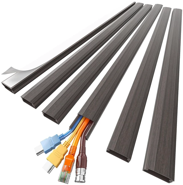 Main image of Cord Hider, Large Cord Covers for 3-4 Wires on Wall, 85in Cable Hider, Easy Set up Wire Hiders Wire Covers for Cords on Wall, TV Cable Cover Raceway for Home & Office, W1.18 H0.67in, Darkwood