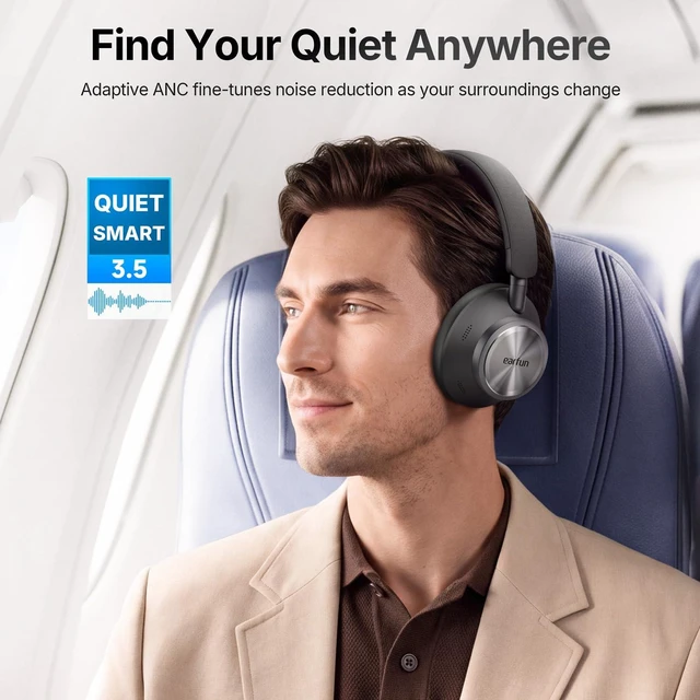 Alt view image 3 of 7 - Wave Pro X Hybrid ANC Wireless Over Ear Headphones, aptX Lossless Active Noise Cancelling, LDAC Hi-Res, 8 Mics AI Call, 90H Playtime, Dual Drivers, App EQ, Comfort Fit, Bluetooth 6.0 Headset