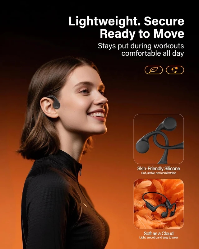 Alt view image 4 of 7 - New Bone Conduction Headphones Bluetooth 6.0 Open Ear Earbuds with Mic, Balanced Audio, Reduced Sound Leakage, IP54 Waterproof Secure Fit, Wireless Sports Headphones for Running, Workout & Cycling