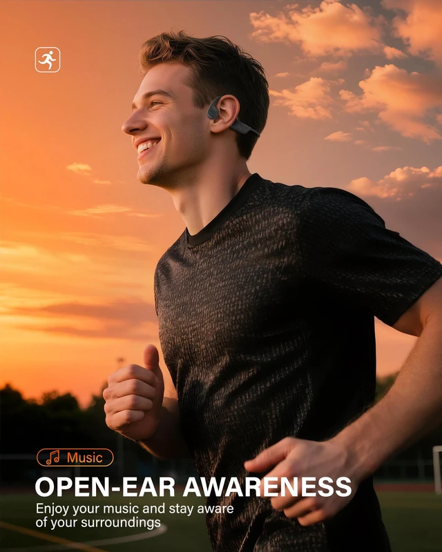 Alt view image 7 of 7 - New Bone Conduction Headphones Bluetooth 6.0 Open Ear Earbuds with Mic, Balanced Audio, Reduced Sound Leakage, IP54 Waterproof Secure Fit, Wireless Sports Headphones for Running, Workout & Cycling