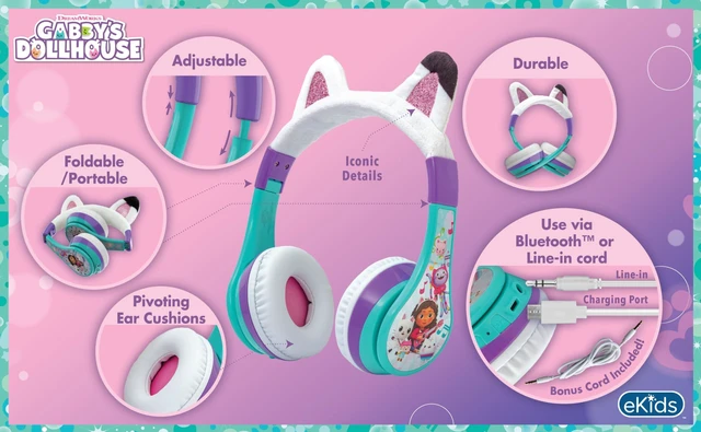 Alt view image 3 of 7 - Gabbys Dollhouse Bluetooth Headphones for Kids, Wireless Headphones