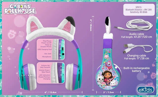 Alt view image 4 of 7 - Gabbys Dollhouse Bluetooth Headphones for Kids, Wireless Headphones