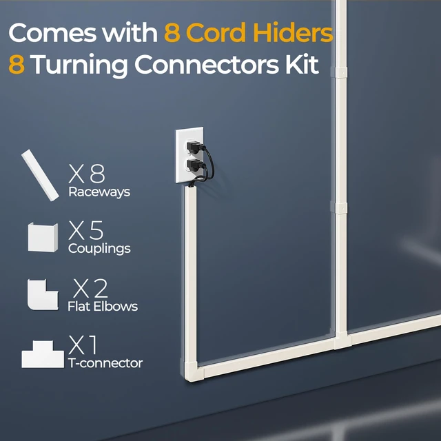 Alt view image 4 of 7 - Cord Hider Kit, 113.4in Cord Covers for 2-4 Wires on Wall, Self-Adhesive Cable Hider Wire Covers for Cords on Wall, Paintable Cable Cover Raceway, Cord Hider for Walls Mount Tv, W0.95 H0.55in, Beige