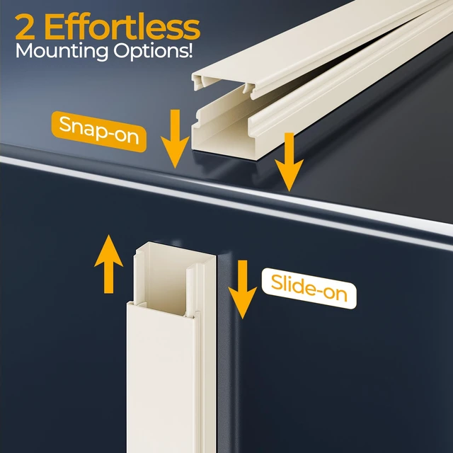 Alt view image 6 of 7 - Cord Hider Kit, 113.4in Cord Covers for 2-4 Wires on Wall, Self-Adhesive Cable Hider Wire Covers for Cords on Wall, Paintable Cable Cover Raceway, Cord Hider for Walls Mount Tv, W0.95 H0.55in, Beige