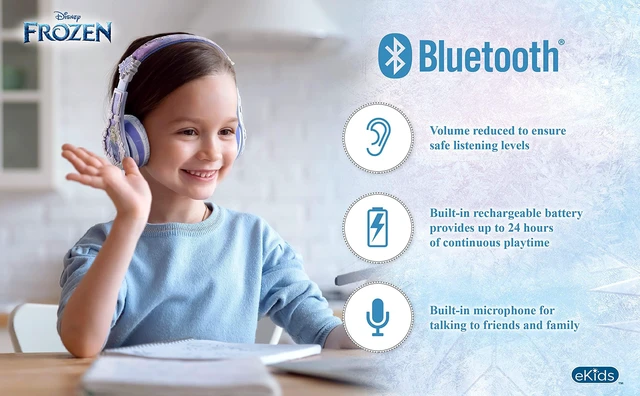 Alt view image 2 of 7 - Disney Frozen 2 Bluetooth Headphones with Microphone, Volume Reduced to Protect Hearing, Adjustable Wireless Headphones for School Home Travel, for Fans of Anna and Elsa