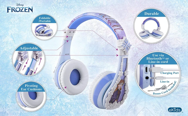 Alt view image 3 of 7 - Disney Frozen 2 Bluetooth Headphones with Microphone, Volume Reduced to Protect Hearing, Adjustable Wireless Headphones for School Home Travel, for Fans of Anna and Elsa