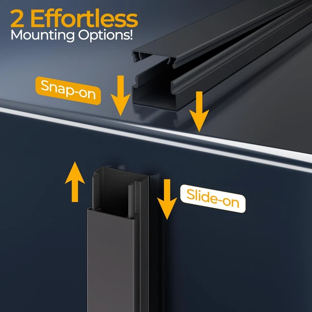 Alt view image 6 of 7 - Cord Hider Kit, 113.4in Cord Covers for 2-4 Wires on Wall, Self-Adhesive Cable Hider Wire Covers for Cords on Wall, Paintable Cable Cover Raceway, Cord Hider for Walls Mount Tv, W0.95 H0.55in, Black