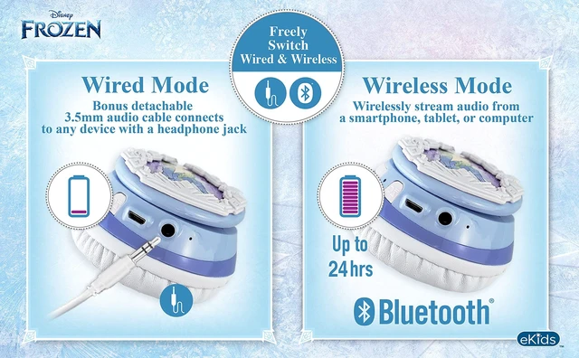 Alt view image 6 of 7 - Disney Frozen 2 Bluetooth Headphones with Microphone, Volume Reduced to Protect Hearing, Adjustable Wireless Headphones for School Home Travel, for Fans of Anna and Elsa