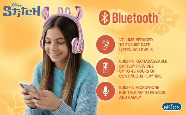 Alt view image 2 of 7 - Disney Stitch Angel Bluetooth Headphones for Kids, Wireless Headphones