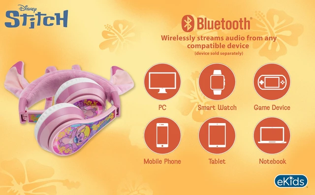 Alt view image 7 of 7 - Disney Stitch Angel Bluetooth Headphones for Kids, Wireless Headphones