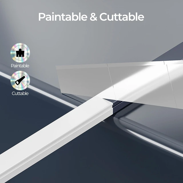 Alt view image 5 of 7 - 56.7in Cable Hider Cord Hider, Wire Covers for 3-4 Cords on Wall, Premium Cord Covers for Wires on Wall, Easy Set-up Wire Hider to Hide Tv Wires, Lamp, Speaker Cords, W1.18 H0.6in, White