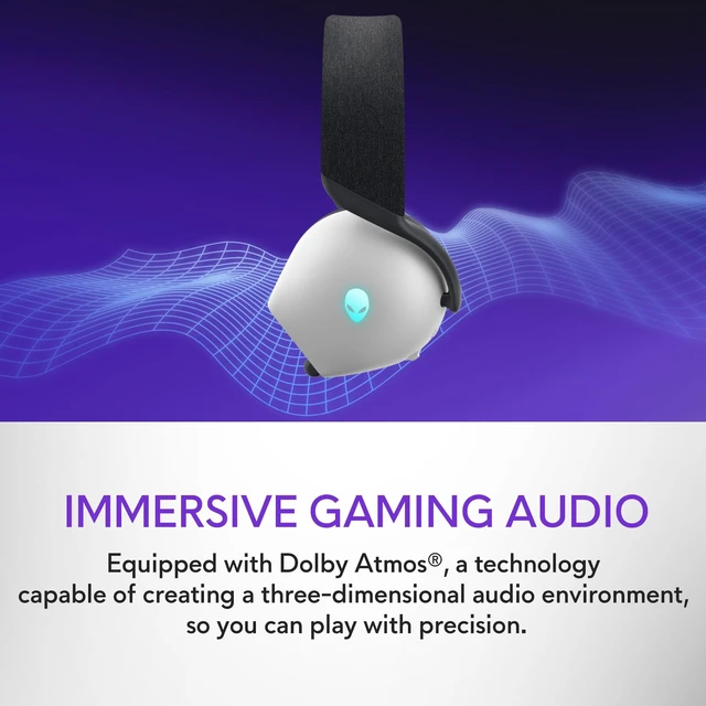 Alt view image 4 of 7 - Wireless Gaming Headset AW725H Bluetooth / 2.4GHz, Hi-Res Audio, Dolby Atmos, RGB Lighting, Lunar Light