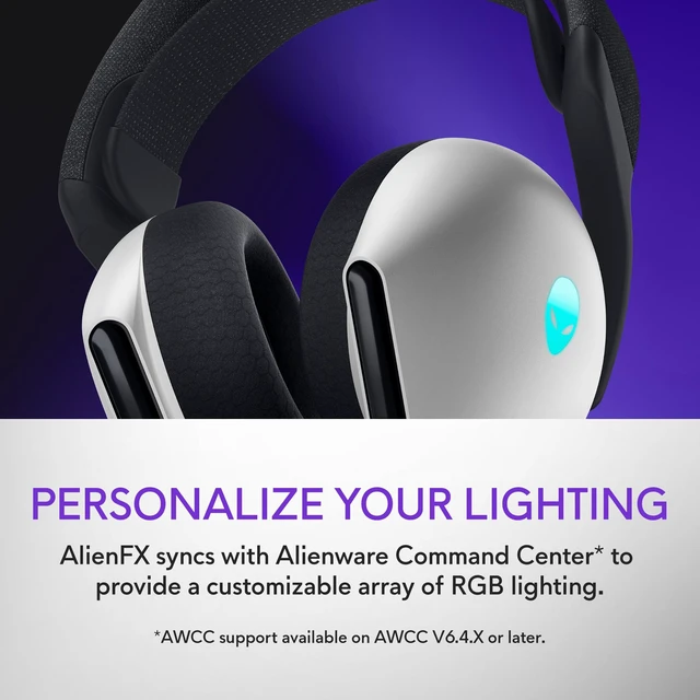 Alt view image 5 of 7 - Wireless Gaming Headset AW725H Bluetooth / 2.4GHz, Hi-Res Audio, Dolby Atmos, RGB Lighting, Lunar Light
