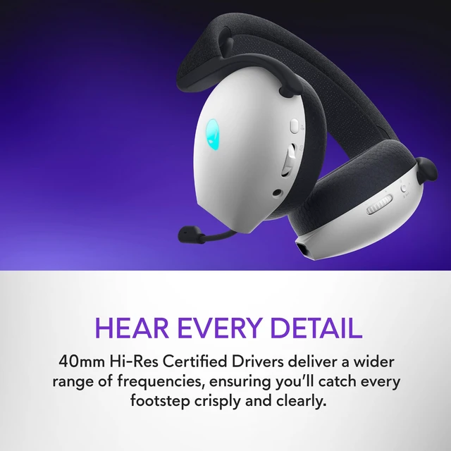 Alt view image 6 of 7 - Wireless Gaming Headset AW725H Bluetooth / 2.4GHz, Hi-Res Audio, Dolby Atmos, RGB Lighting, Lunar Light