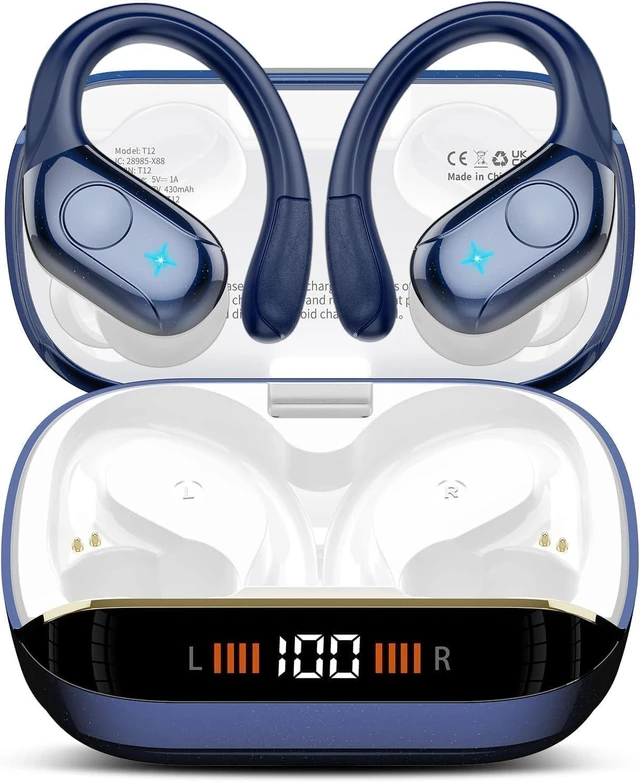 Main image of Wireless Earbuds,75Hrs Bluetooth 5.4 Headphones, Deep Bass Stereo Bluetooth Earbuds with ENC Noise Canceling Mic, Wireless Earphones IP7 Waterproof Over Ear Buds with Earhooks for iOS/Android