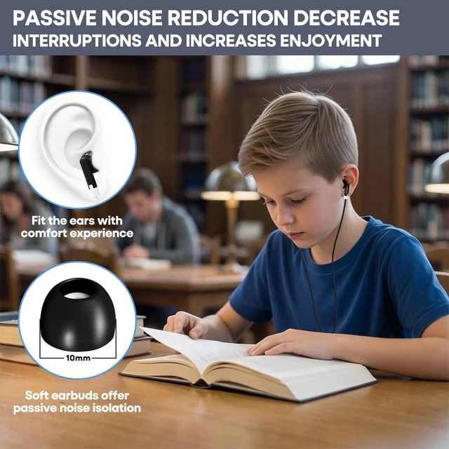 Alt view image 3 of 7 - Bulk Earbuds 200 Pack for Classroom School Kids, Wired in-Ear Headphones with 3.5mm Jack, Black Dot Disposable Class Set Earphones for Students, Individually Bagged (HY01,200 Black)