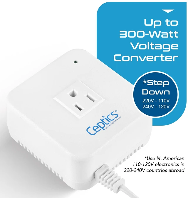 Alt view image 2 of 7 - 300 Watt Step Down Voltage Converter Converts 220V/240V to 110V/120V Perfect for Hair Straighteners, Laptops, and Chargers CE Certified Travel Converter