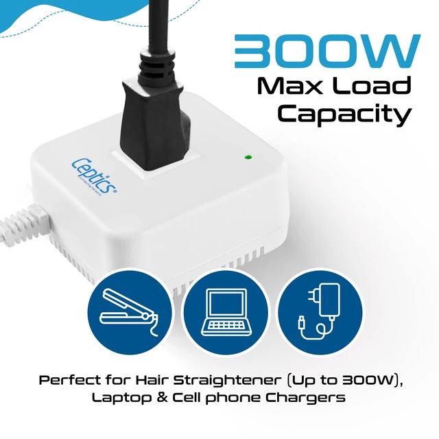 Alt view image 3 of 7 - 300 Watt Step Down Voltage Converter Converts 220V/240V to 110V/120V Perfect for Hair Straighteners, Laptops, and Chargers CE Certified Travel Converter